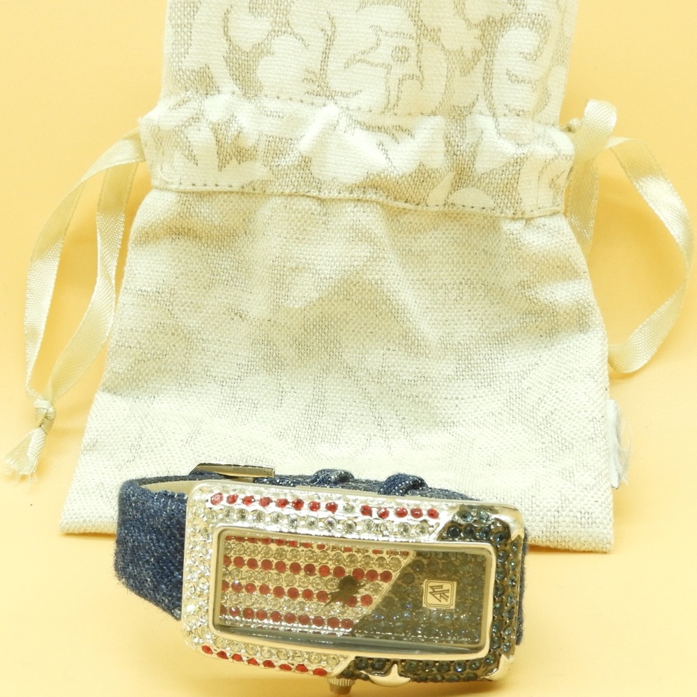 Victoria Wieck Stars & Stripes CZ Watch Denim Band
